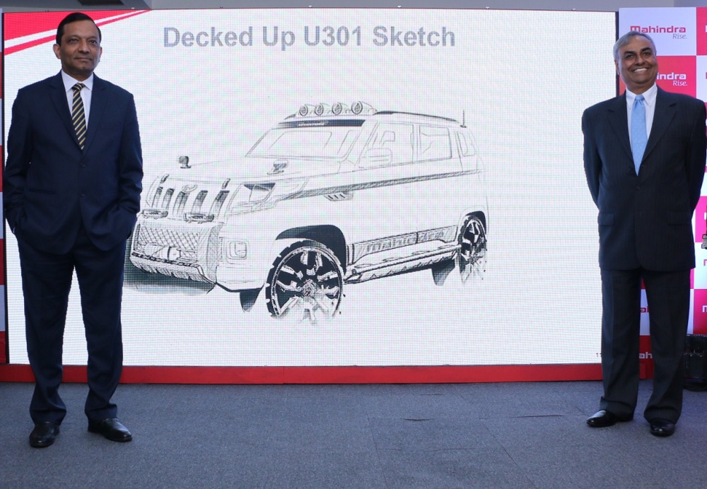 L-R – Dr. Pawan Goenka, Executive Director, M&M Ltd. & Pravin Shah, President & Chief Executive, (Automotive)  M&M Ltd. at the name and sketch reveal of Mahindra’s all new SUV ‘TUV300’